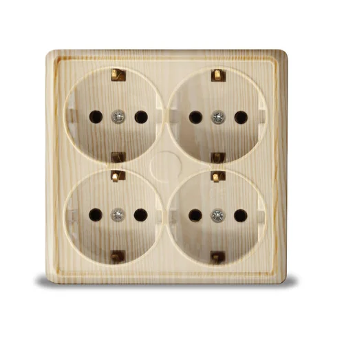 Розетка 4-м ОП Олимп с заземл. квадрат сосна UNIVersal 1177 Розетка 4-м ОП Олимп с заземл. квадрат сосна UNIVersal 1177